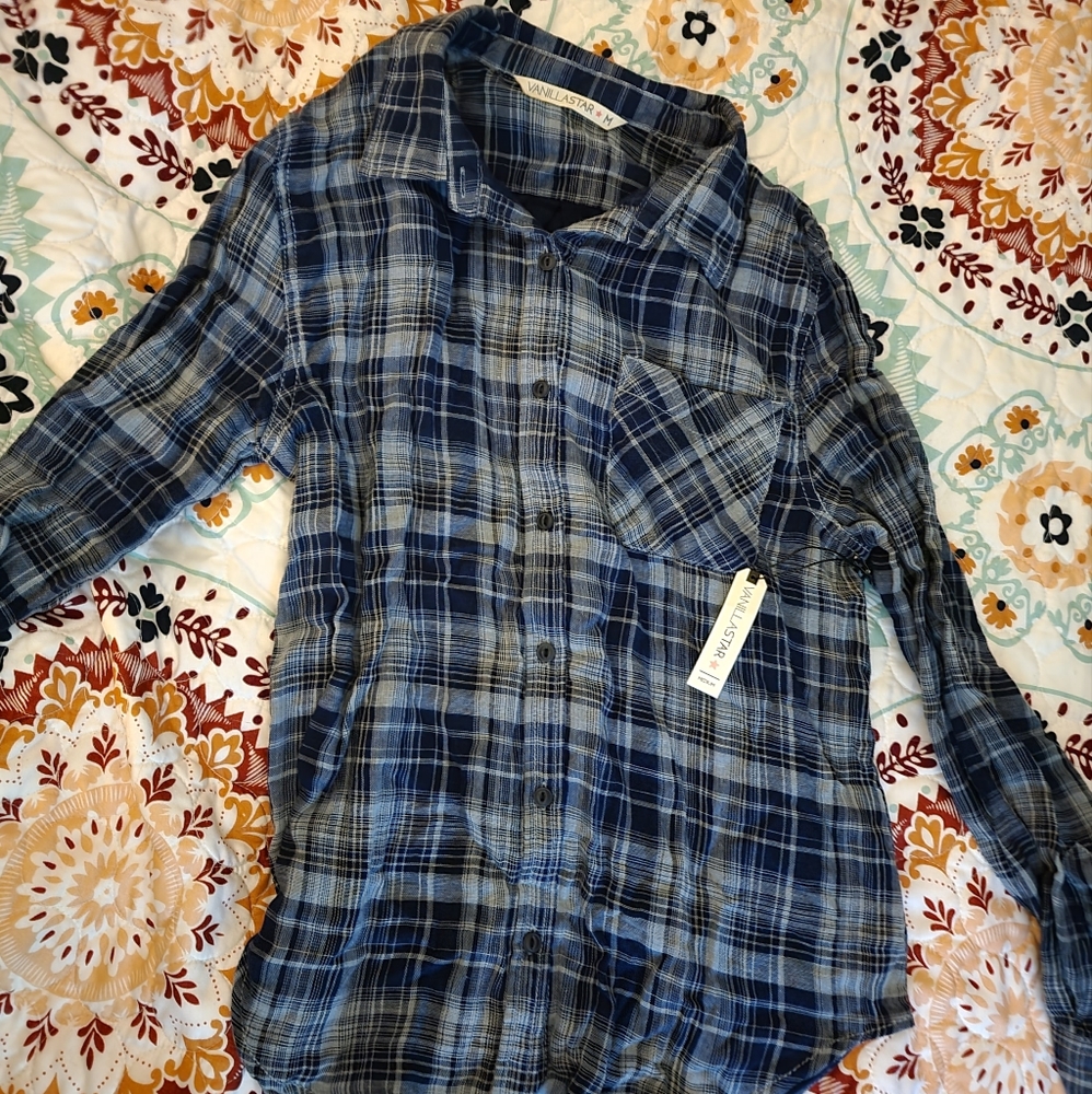 NWT Blue Plaid Shirt